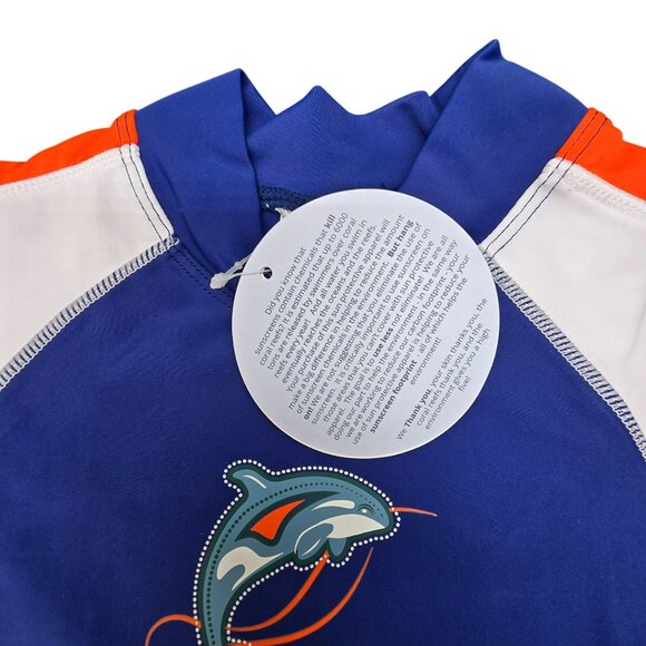 SunBusters Boys Rashguard Shirt UPF 50 Sun Protection Blue White 12/18 Mo JJ4125 - Picture 4 of 5